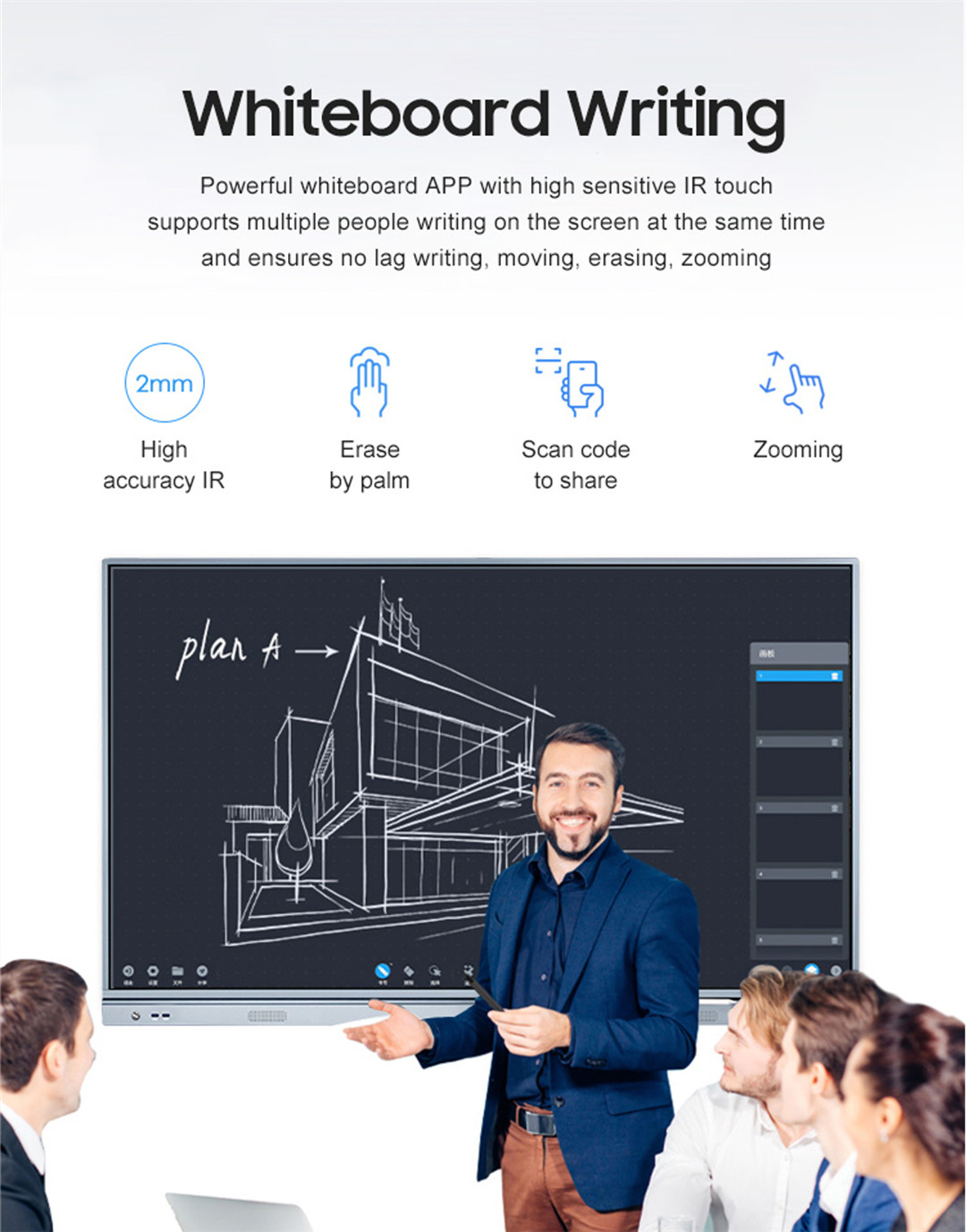 55inch Smart Interactive Whiteboard LCD Touch Screen for Education (5)